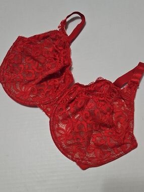 Wacoal Red Floral Lace Sheer Underwire Bra Size 36H